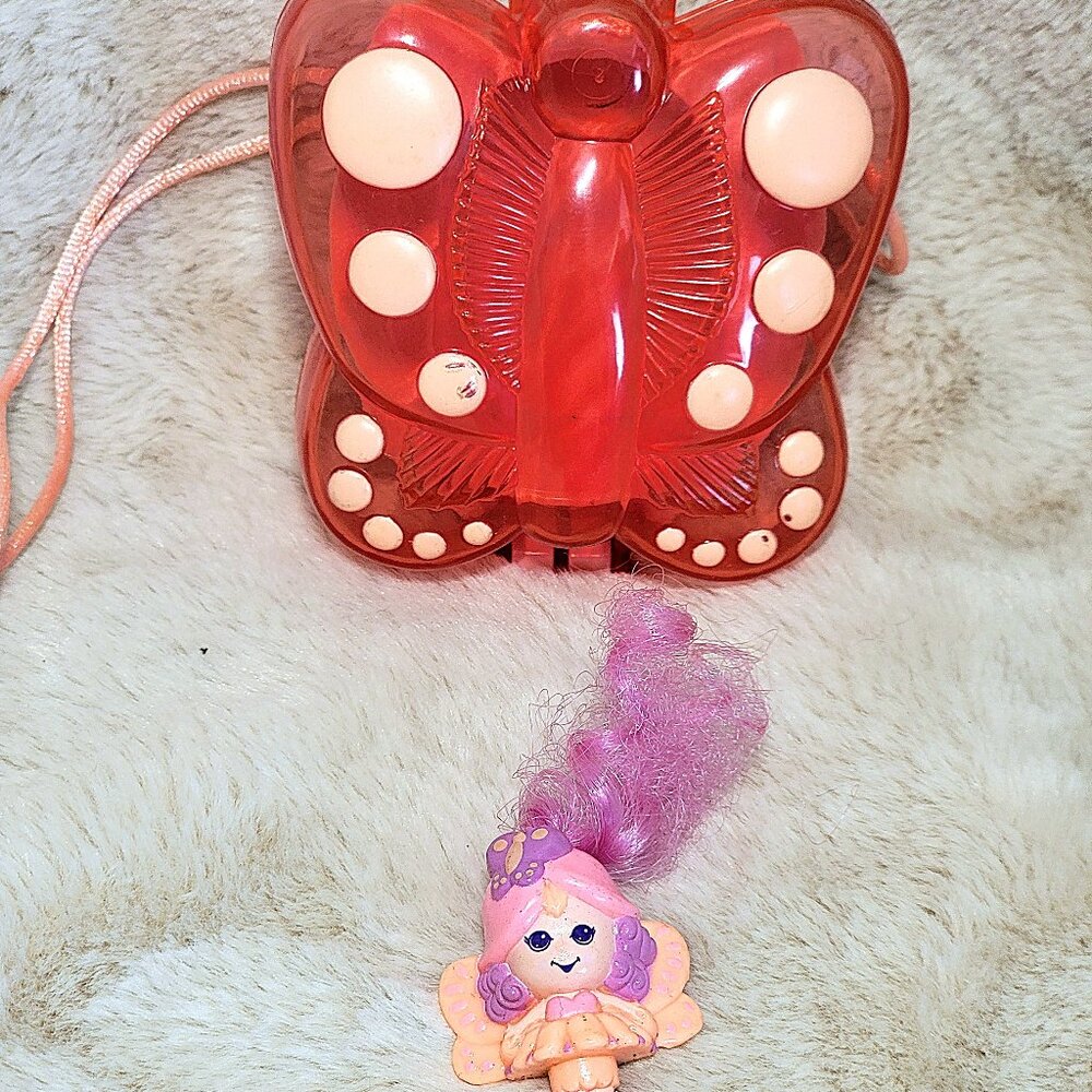 1990 Bubblins BUTTERFLY CASE w/ Flutter Pretty Bubblin Doll Bubbles Hasbro